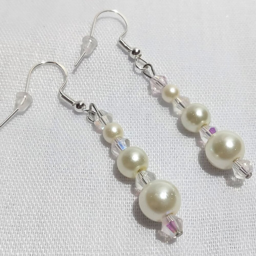 Handmade Fashion Jewelry Beautiful Glass Pearl Crystal Necklace Earring SET 24" - Picture 8 of 10